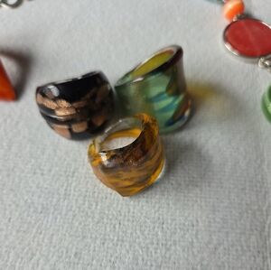 Glass Rings And Wood Ring All Size 7